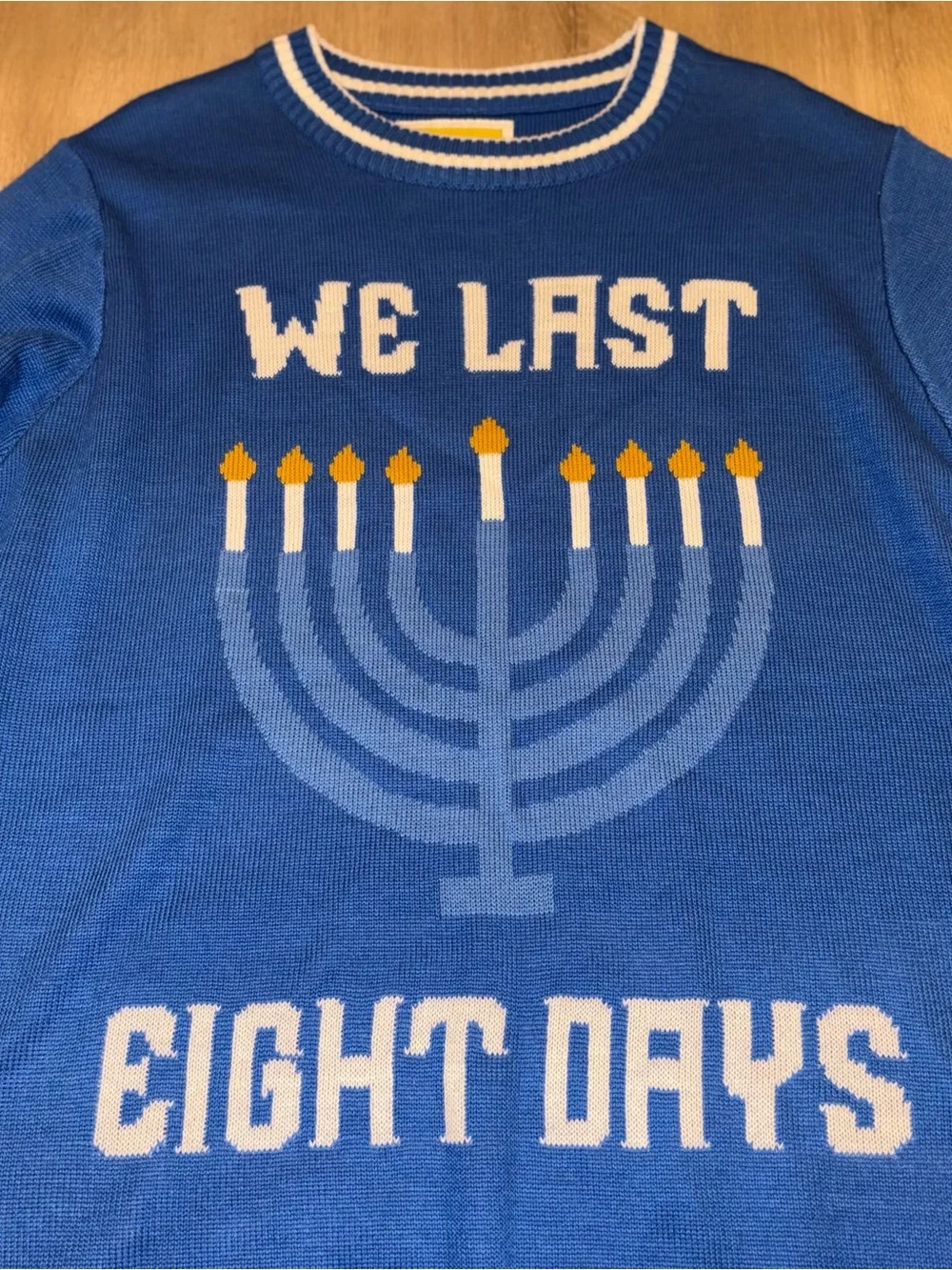 Tipsy Elves We Last Eight Days Hanukkah Menorah Sweater Men’s XXL NWT Blue